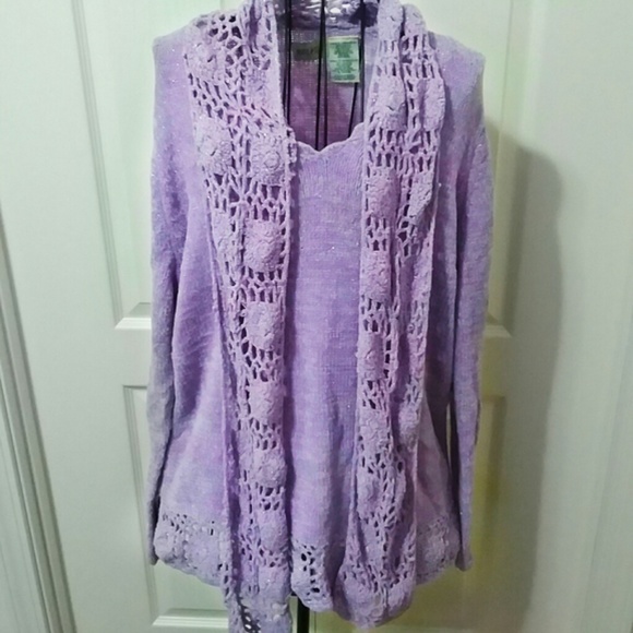 Lilac or lavender purple sweater with scarf - Picture 1 of 7
